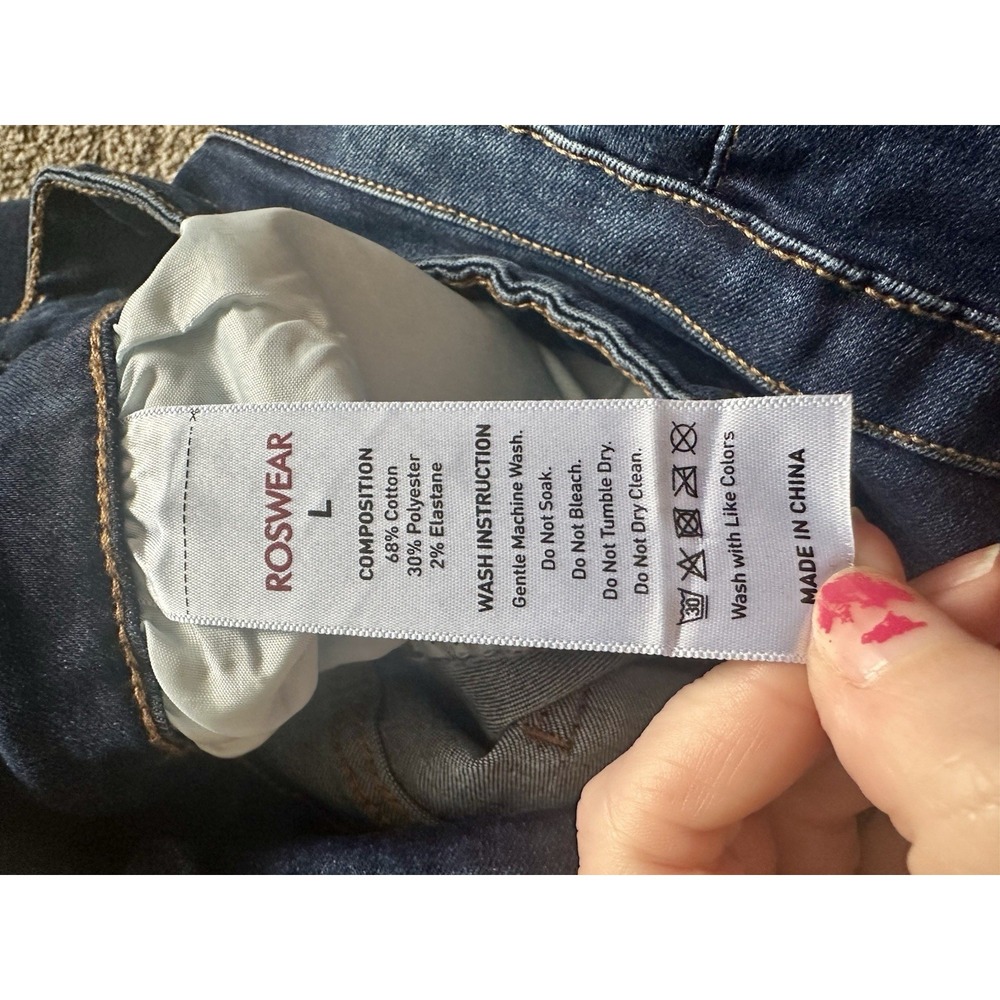 Roswear Women's L High Rise Wide Leg Stretch Denim Jeans Med-Dark Wash - Picture 6 of 7